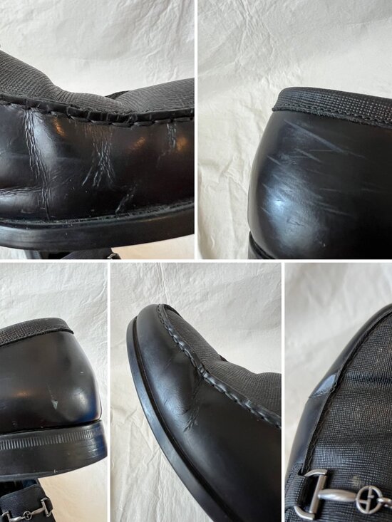 Giorgio Armani loafers black leather textured horsebit UK 8 US 9 slip on shoes main image 11